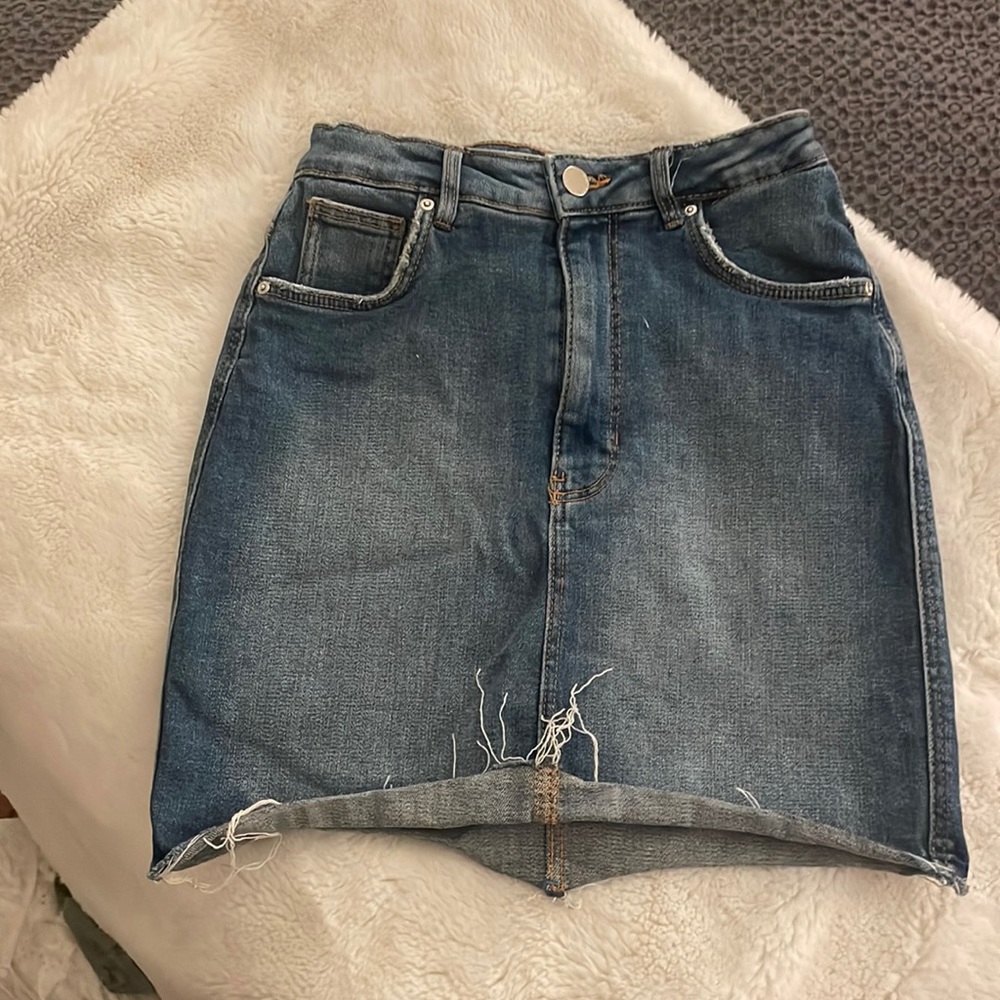 Zara denim mini with frayed edge